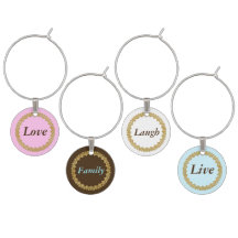 Liebe Familie lacht live Wine Charms Pastel