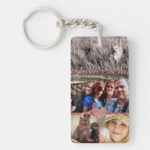 Liebe Familienfoto Collage Girly Heart Schlüsselanhänger