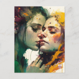 Liebe - farbenfrohe Mixed Media Painting Postkarte