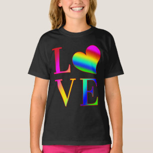 LIEBE FARBENFROHE TYPOGRAPHIE REGENBOGEN HERZ T-Shirt