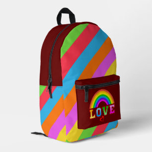 Liebe Farbenfroher Regenbogen Rotes Herz Bedruckter Rucksack