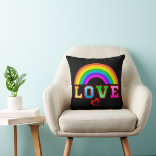 Liebe Farbenfroher Regenbogen Rotes Herz Kissen