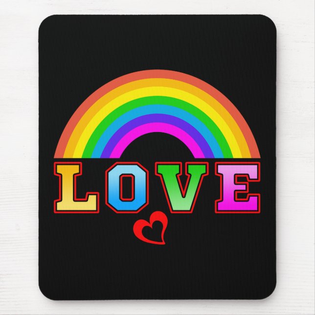 Liebe Farbenfroher Regenbogen Rotes Herz Mousepad (Vorne)