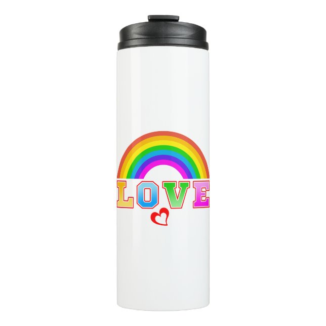 Liebe Farbenfroher Regenbogen Rotes Herz Thermosbecher (Vorderseite)