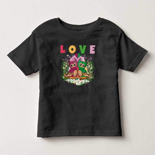 LIEBE FARBFARBENE, SEHR NIEDLICHE, ADORABLE OWLS KLEINKIND T-SHIRT (Vorderseite)