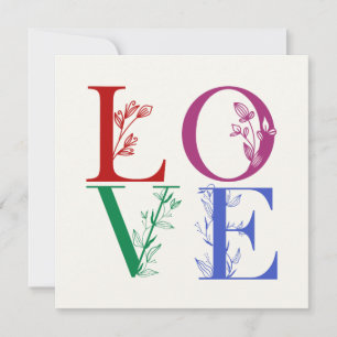 Liebe - Farbige botanische Buchstaben Karte