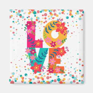 Liebe, farbiges Blumendesign Magnet