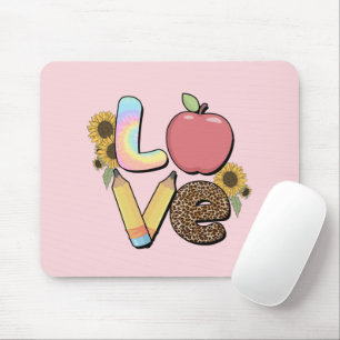 Liebe - Farbiges Lehrerdesign mit Apple & Stift Mousepad