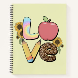 Liebe - Farbiges Lehrerdesign mit Apple & Stift Notizbuch