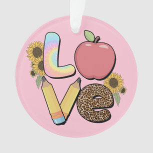 Liebe - Farbiges Lehrerdesign mit Apple & Stift Ornament