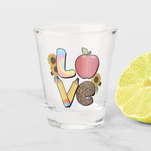 Liebe - Farbiges Lehrerdesign mit Apple & Stift Schnapsglas