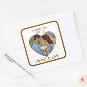 Liebe feiern eigenes FOTO Name Quadratischer Aufkleber