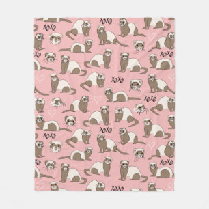 Liebe Ferrets - Rosa Fleece Blankon