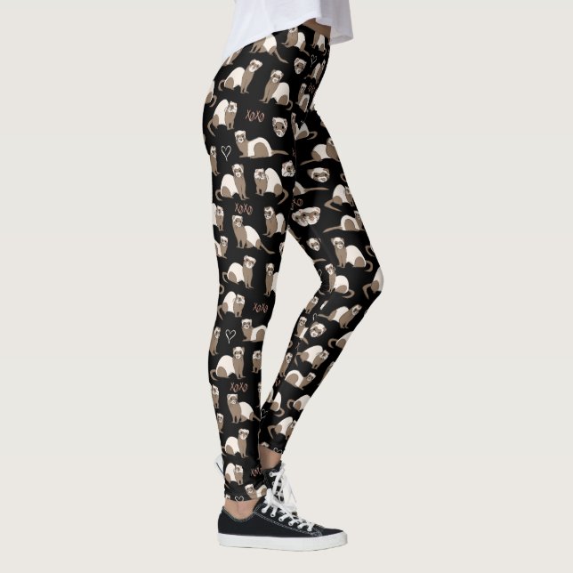 Liebe Ferrets - Schwarz Leggings (Rechts)