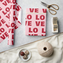 Liebe Fette Schrift Pink & Rotes Geschenk Geschenkpapier