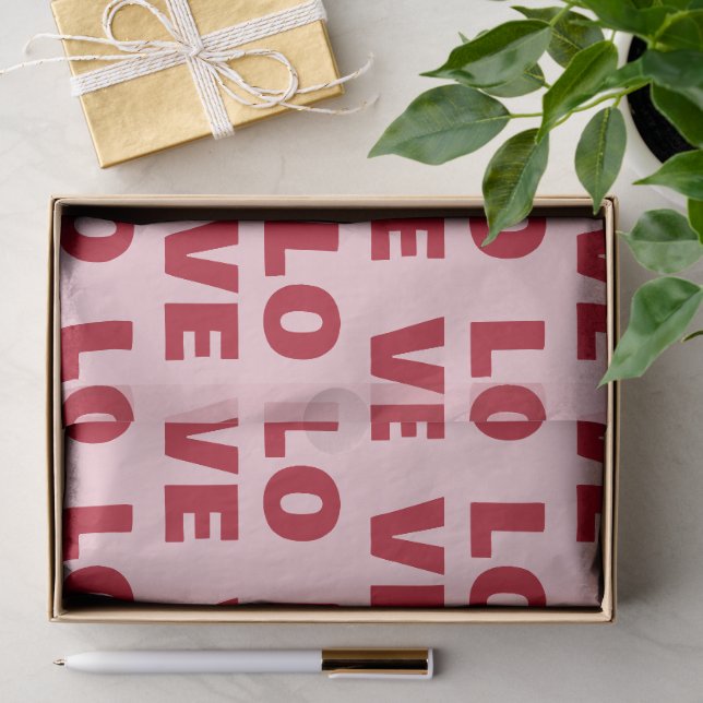 Liebe Fette Typografie Rosa & Rotes Geschenk Seidenpapier (Geschenk)