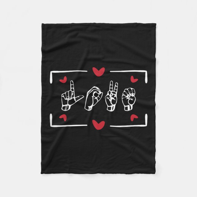 Liebe Finger Sign Language Asl Valentinstag Gesche Fleecedecke (Vorderseite)