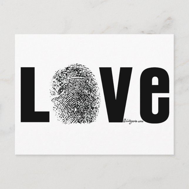 Liebe Fingerprint Schwarz/Weiß Postkarte (Vorderseite)