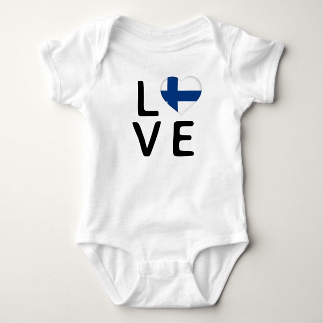 Liebe - Finnische Flagge Baby Strampler (Vorderseite)
