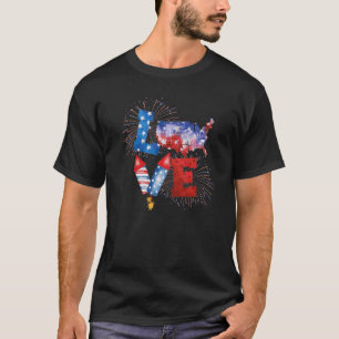 Liebe Fireworks 4. Juli Patriotic America Us Fl T-Shirt