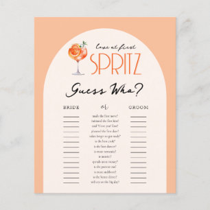 Liebe First Spritz Guess Who Brautparty Game