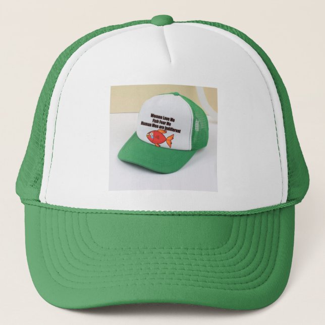 Liebe Fisch Fische Angst mich Menschen Männer hat  Truckerkappe (Vorderseite)