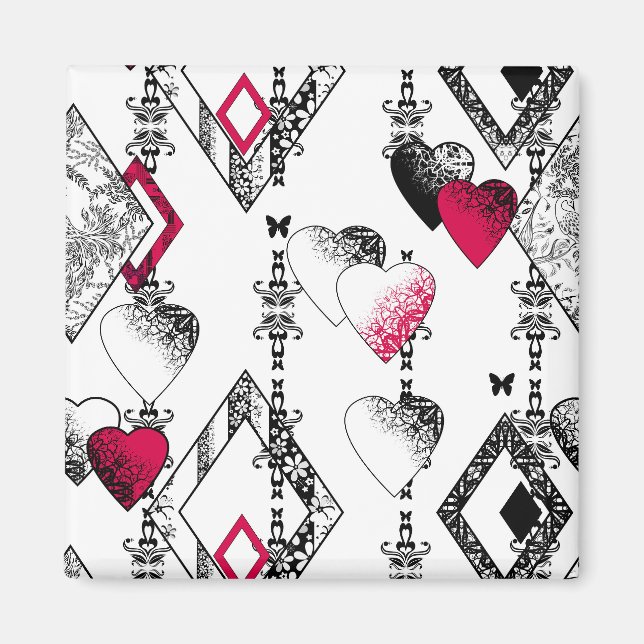 Liebe, Fischernetz, Patchwork Magnet (Vorne)