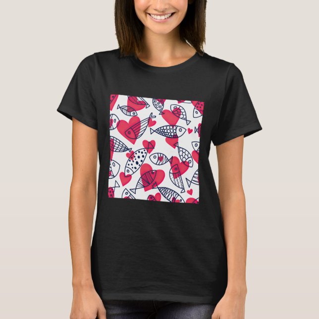 Liebe Fischmuster T-Shirt (Vorderseite)