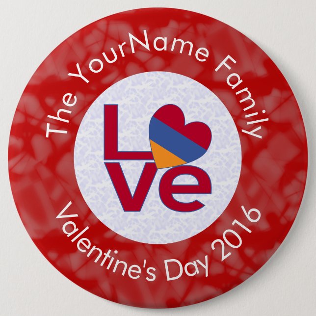 Liebe-Flag für Armenische Rote Buchstaben Personal Button (Vorderseite)