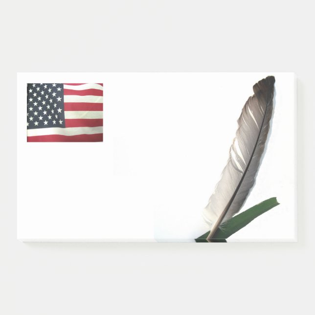 Liebe Flag und Feather Post-it® Notes, 10" x 6" Post-it Klebezettel (Vorderseite)