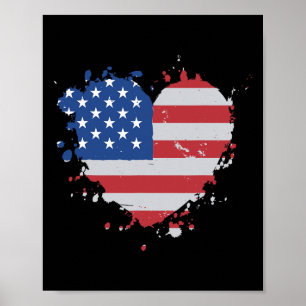 Liebe Flag USA Herz 4. Juli American Proud Gir Poster