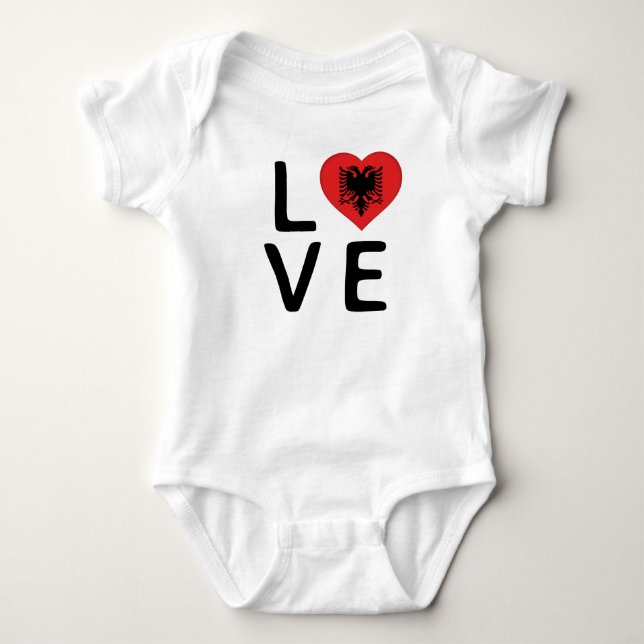Liebe - Flagge Albaniens Baby Strampler (Vorderseite)
