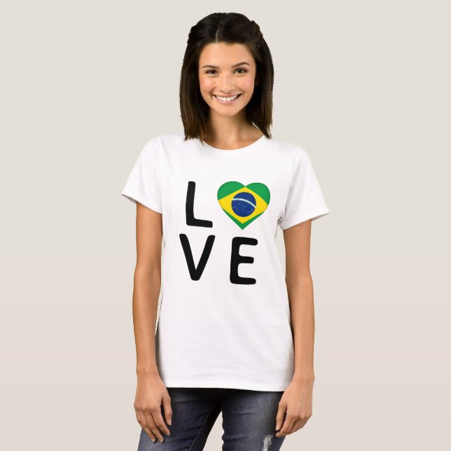 Liebe - Flagge Brasiliens T-Shirt (Vorne ganz)