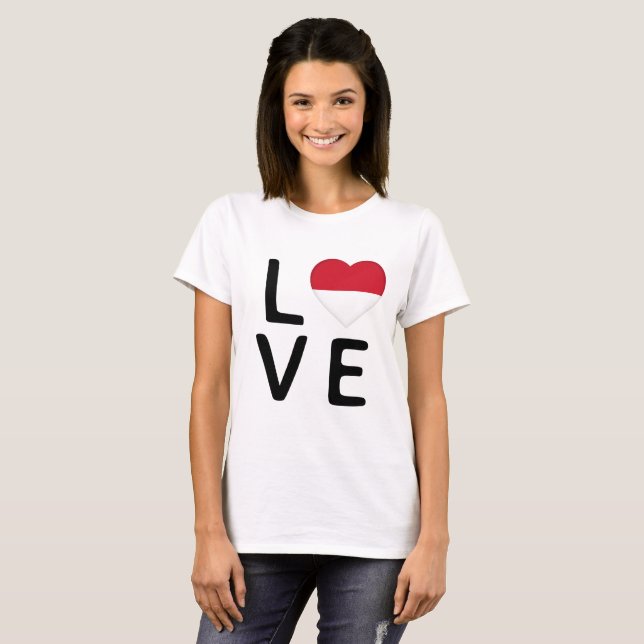 Liebe - Flagge Monaco T-Shirt (Vorne ganz)