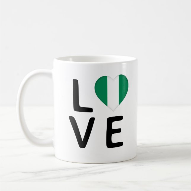 Liebe - Flagge Nigerias Kaffeetasse (Links)