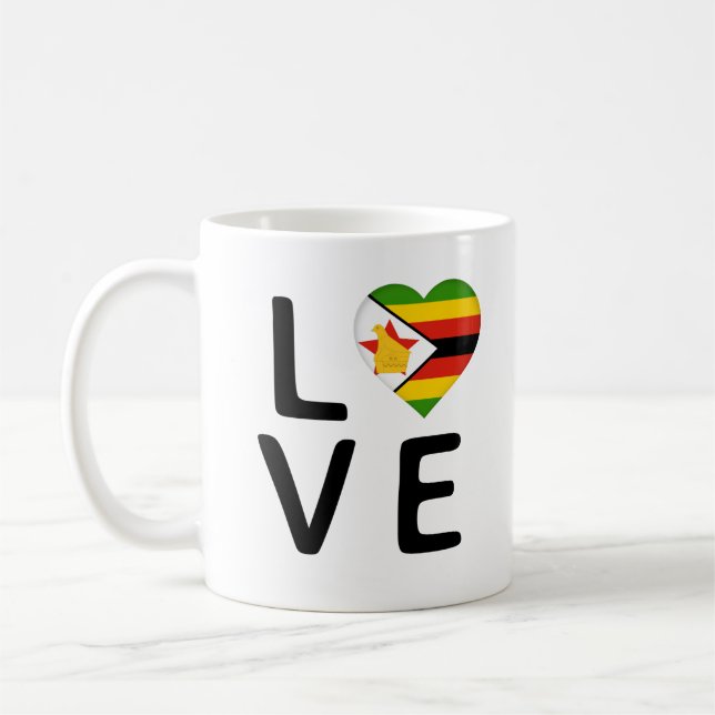 Liebe - Flagge Simbabwes Kaffeetasse (Links)