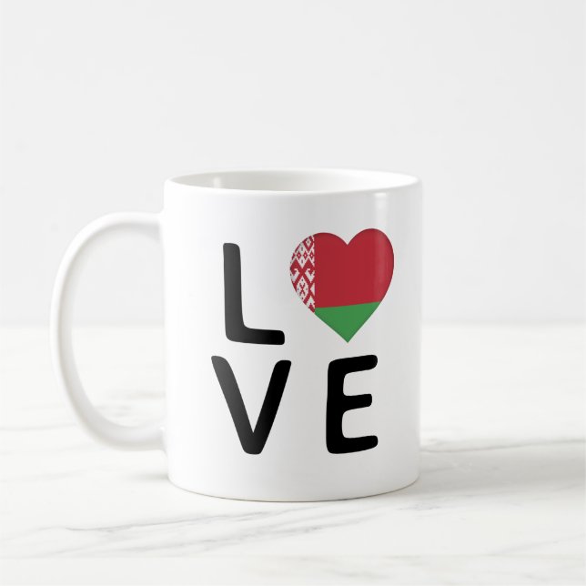 Liebe - Flagge von Belarus Kaffeetasse (Links)