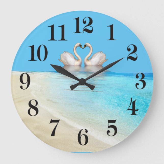 Liebe Flamingo Große Wanduhr (Vorderseite)