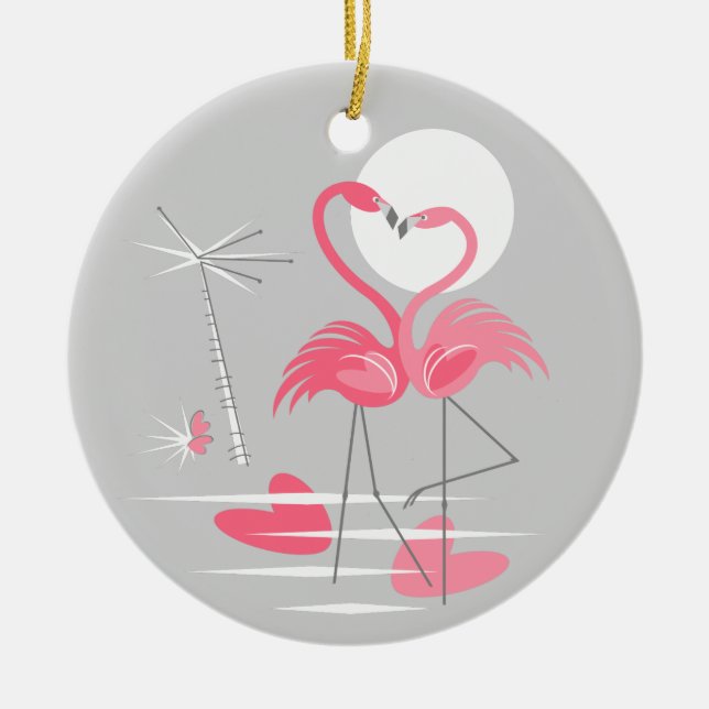 Liebe Flamingo Keramikornament (Vorne)