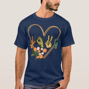 Liebe Floral Heart American Sign Language ASL Inte T-Shirt
