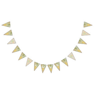 LIEBE Floral Rustic Wood Wedding Flag Banner