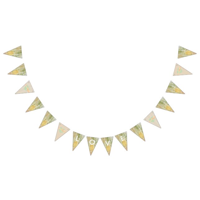 LIEBE Floral Rustic Wood Wedding Flag Banner (Alle)