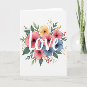 Liebe Floral Wasserfarben Karte