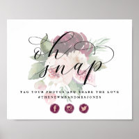 Liebe Florale Oh Snap Foto Hochzeits-Schild