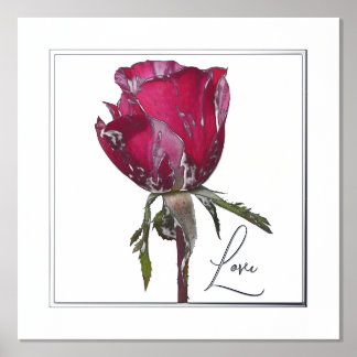 Liebe Foil Akzente Rote Rose Print Poster