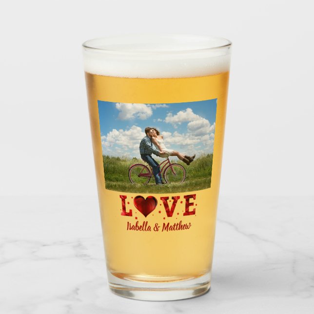Liebe Forever Red Heart Custom Foto Glas (Vorne (Gefüllt))