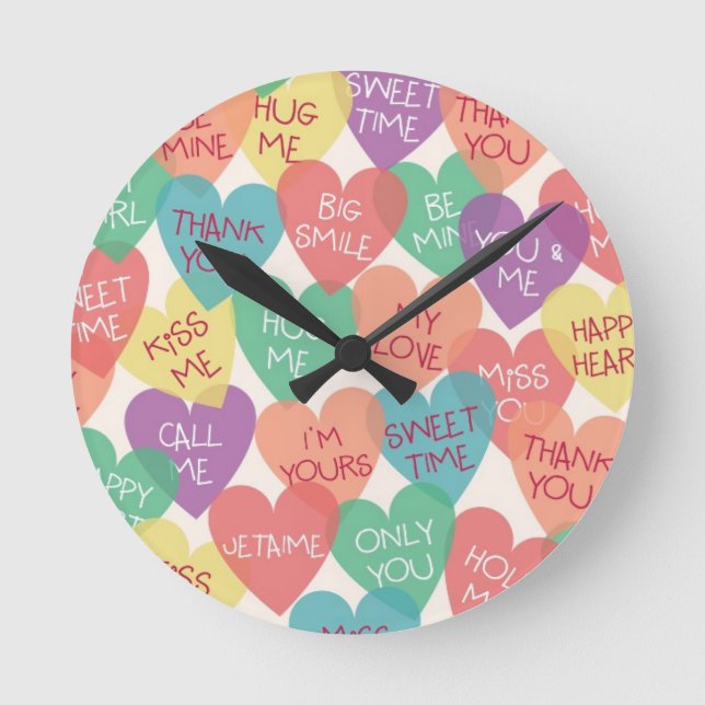 Liebe-Form-Hintergrund Runde Wanduhr (Vorderseite)