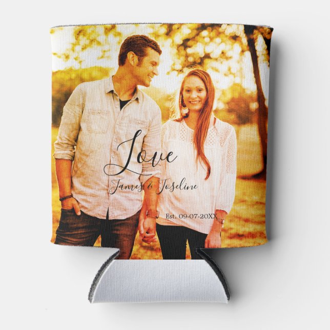 Liebe Foto fügen Sie Name est. Ehepaar Dosenkühler (Vorderseite)