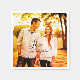 Liebe Foto fügen Sie Name est. Ehepaar Serviette