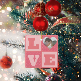 Liebe Foto Pink Hearts Muster Valentines Keramikornament